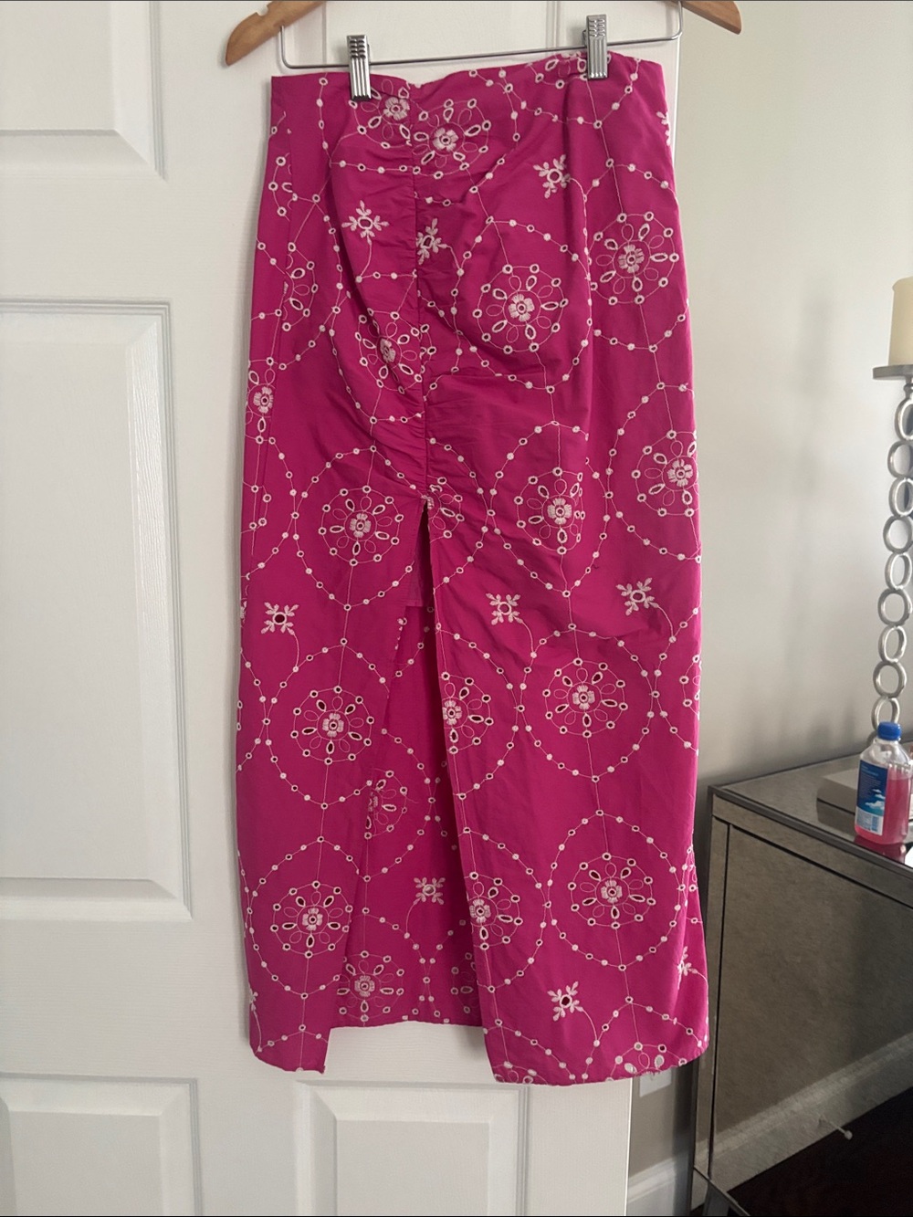 Zara Fuchsia Midi Skirt with White Medallion Print